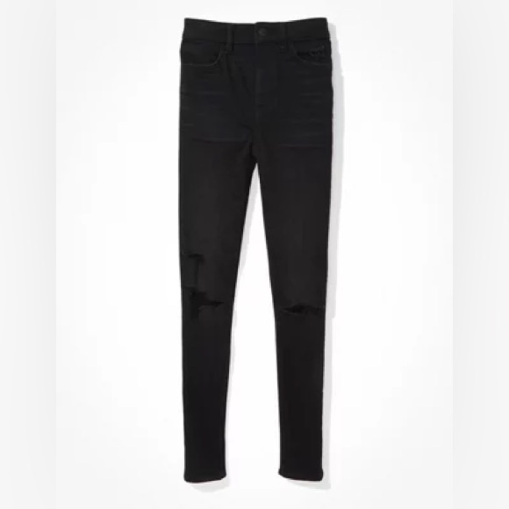 American Eagle Black Distressed Skinny Jeans Size 0 Short